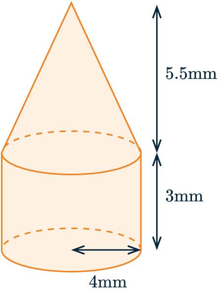 volume of composite shapes cylinder and cone