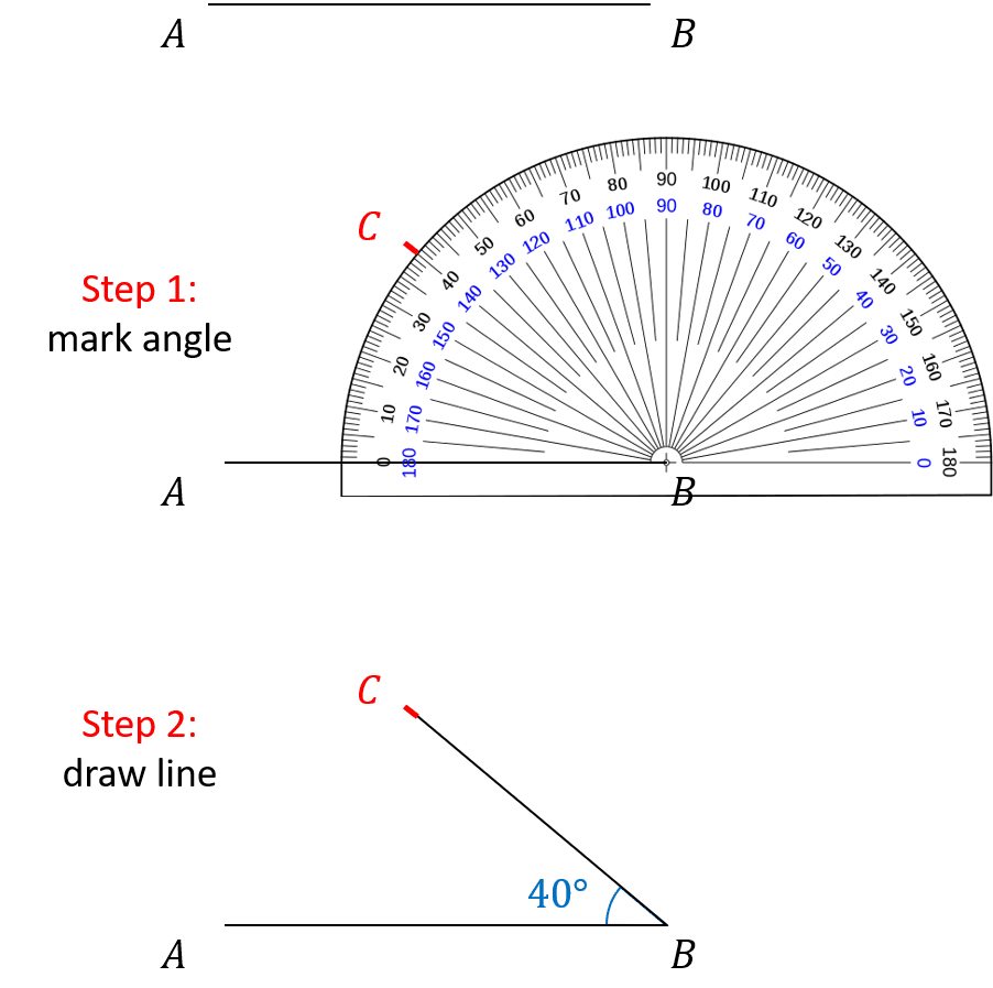 drawing angles protractor use