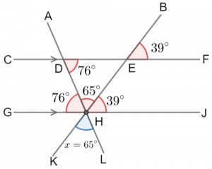 unknown angle in a triangle question answer