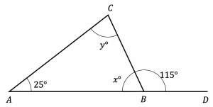 unknown angle on straight line with triangle