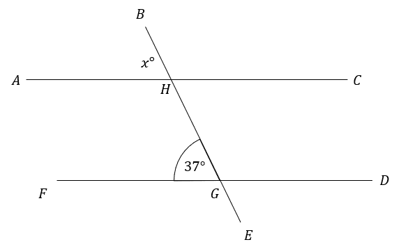 Angles on Parallel Lines (B) (With Clues) Worksheet